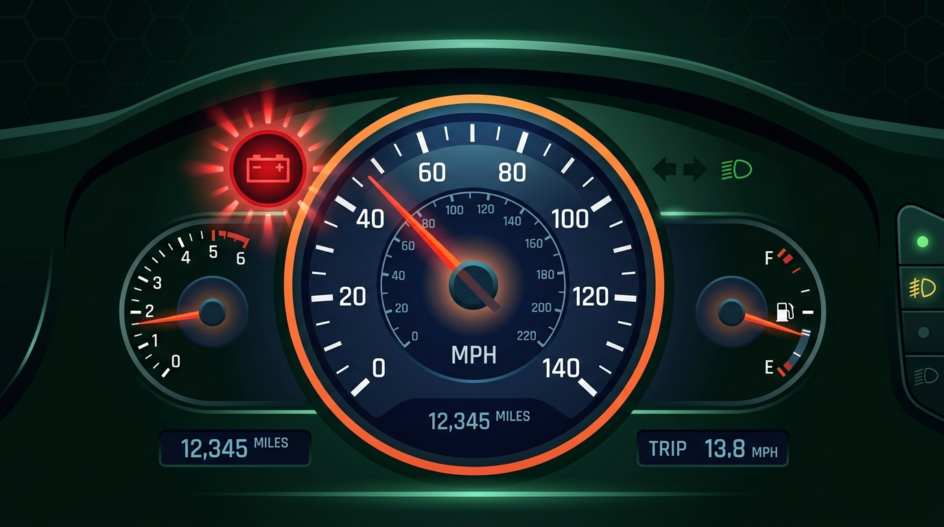 Blinking battery warning light cartoon